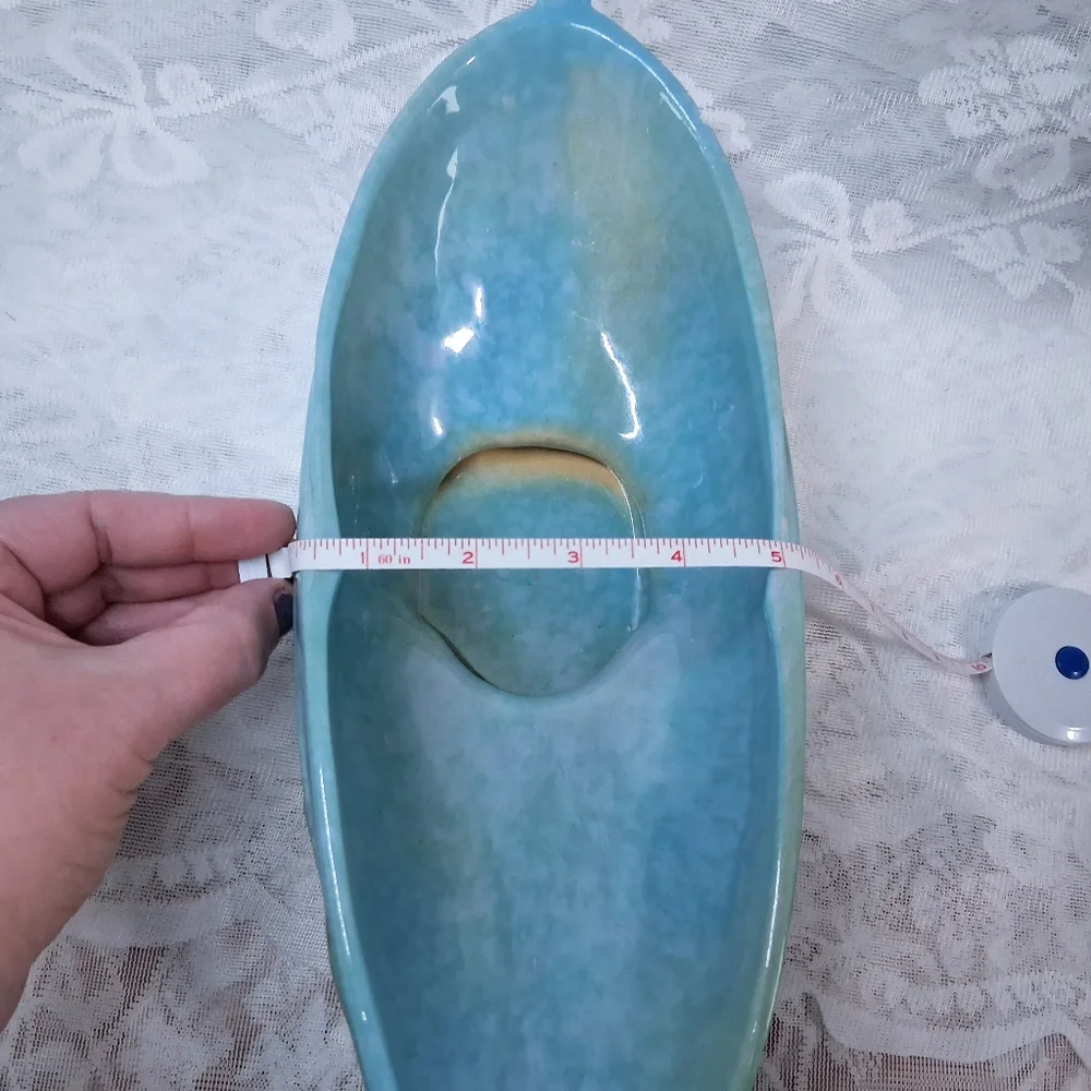 Vintage Roseville Pottery Wincraft Console Bowl Azure Blue Grapevine 228-12 - Picture 15 of 16